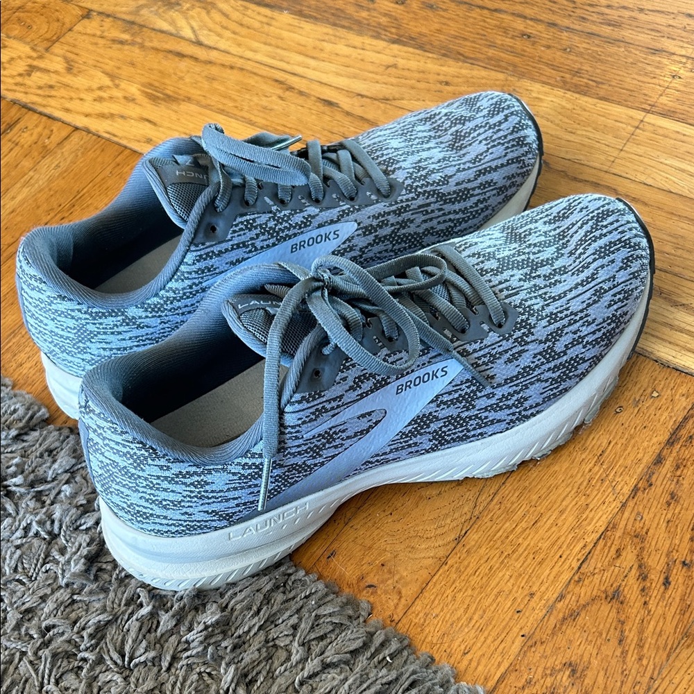 Women's Brooks Launch 7 Blue Patterned Athletic Shoes Sneakers Size 10